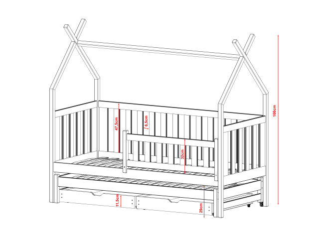 Dvigulė vaikiška lova su stalčiais TYTUS 90x200 4