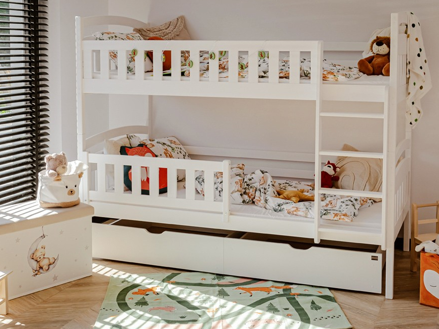Dviaukštė vaikiška lova su stalčiais IGNAS 80x200