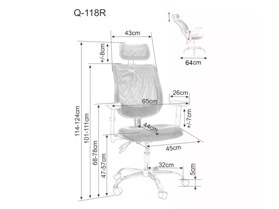 Ergonominė darbo kėdė Q-118 R 7 Ergonominė darbo kėdė Q-118 R 7