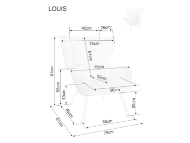 Fotelis LOUIS VELVET Fotelis LOUIS VELVET
