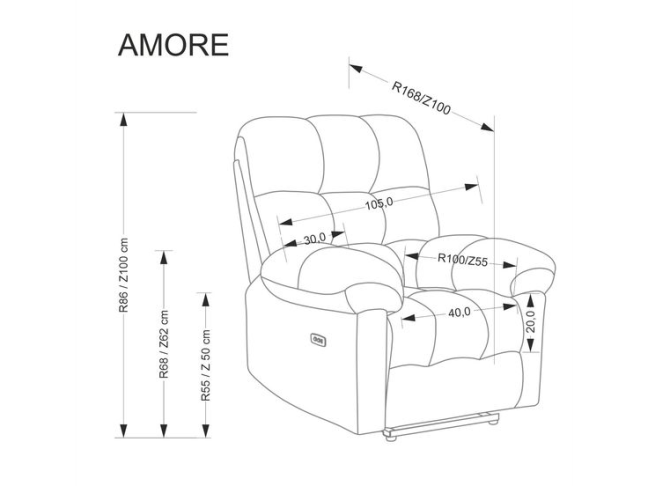 Išskleidžiamas fotelis AMORE 3