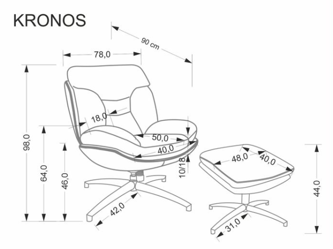 Fotelis su pakoju KRONOS 2 Fotelis su pakoju KRONOS 2