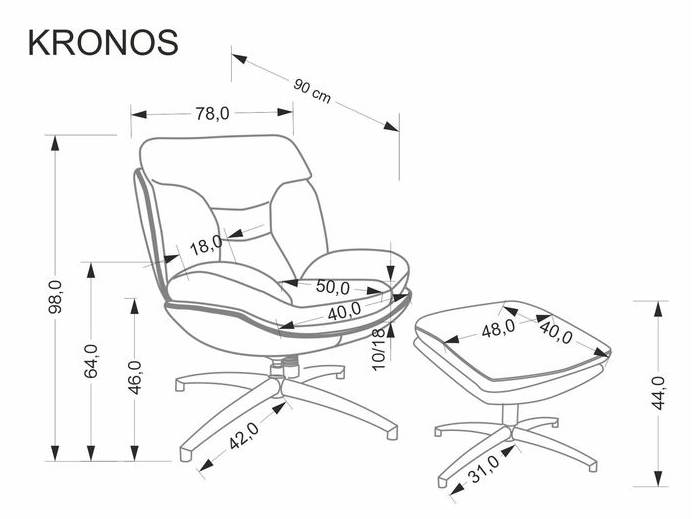 Fotelis su pakoju KRONOS 2 Fotelis su pakoju KRONOS 2