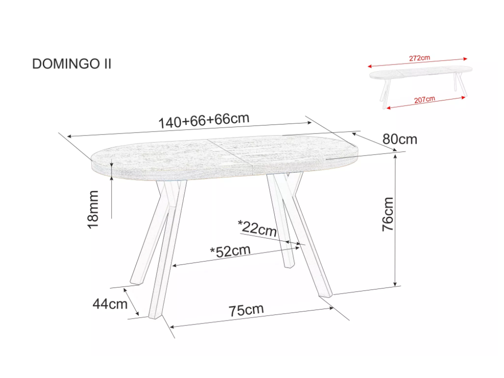 Išskleidžiamas ovalus stalas DOMINGO II 9
