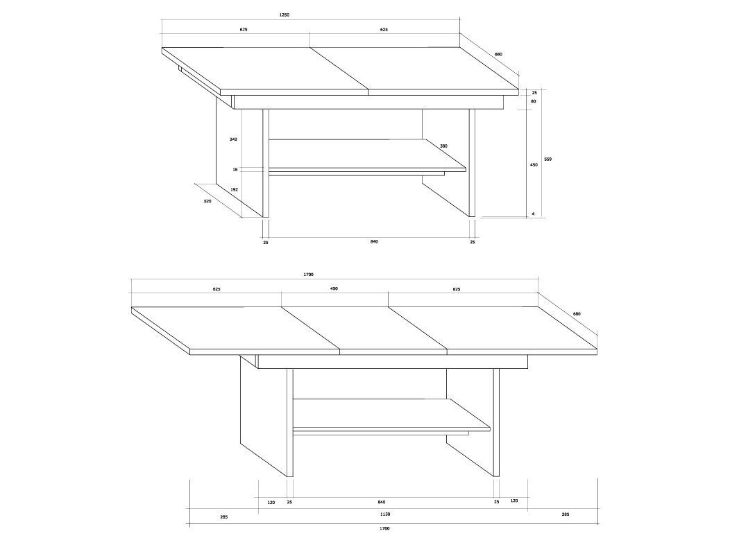 Išskleidžiamas žurnalinis staliukas DALLAS 2
