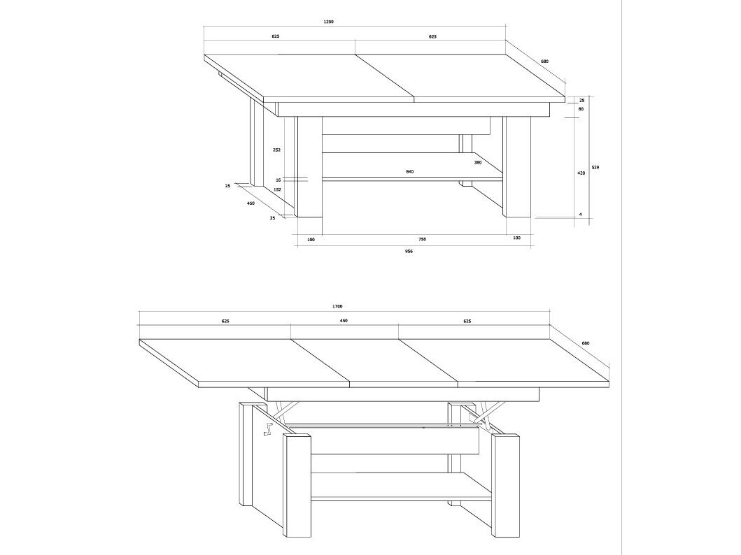 Išskleidžiamas žurnalinis staliukas MEXICO 2 Išskleidžiamas žurnalinis staliukas MEXICO 2