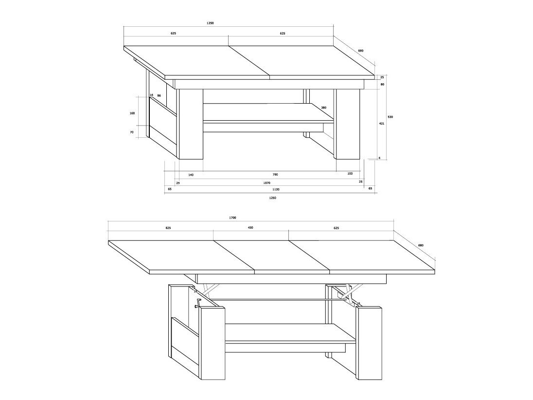 Išskleidžiamas žurnalinis staliukas MXS-17 6