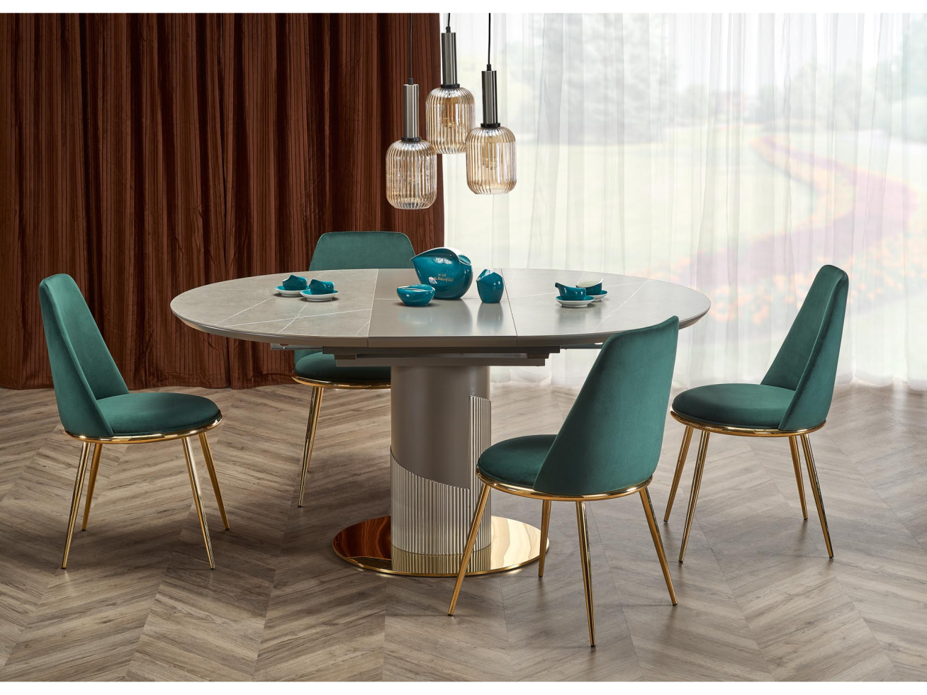 Išskleidžiamas apvalus stalas MUSCAT 1 Išskleidžiamas apvalus stalas MUSCAT 1