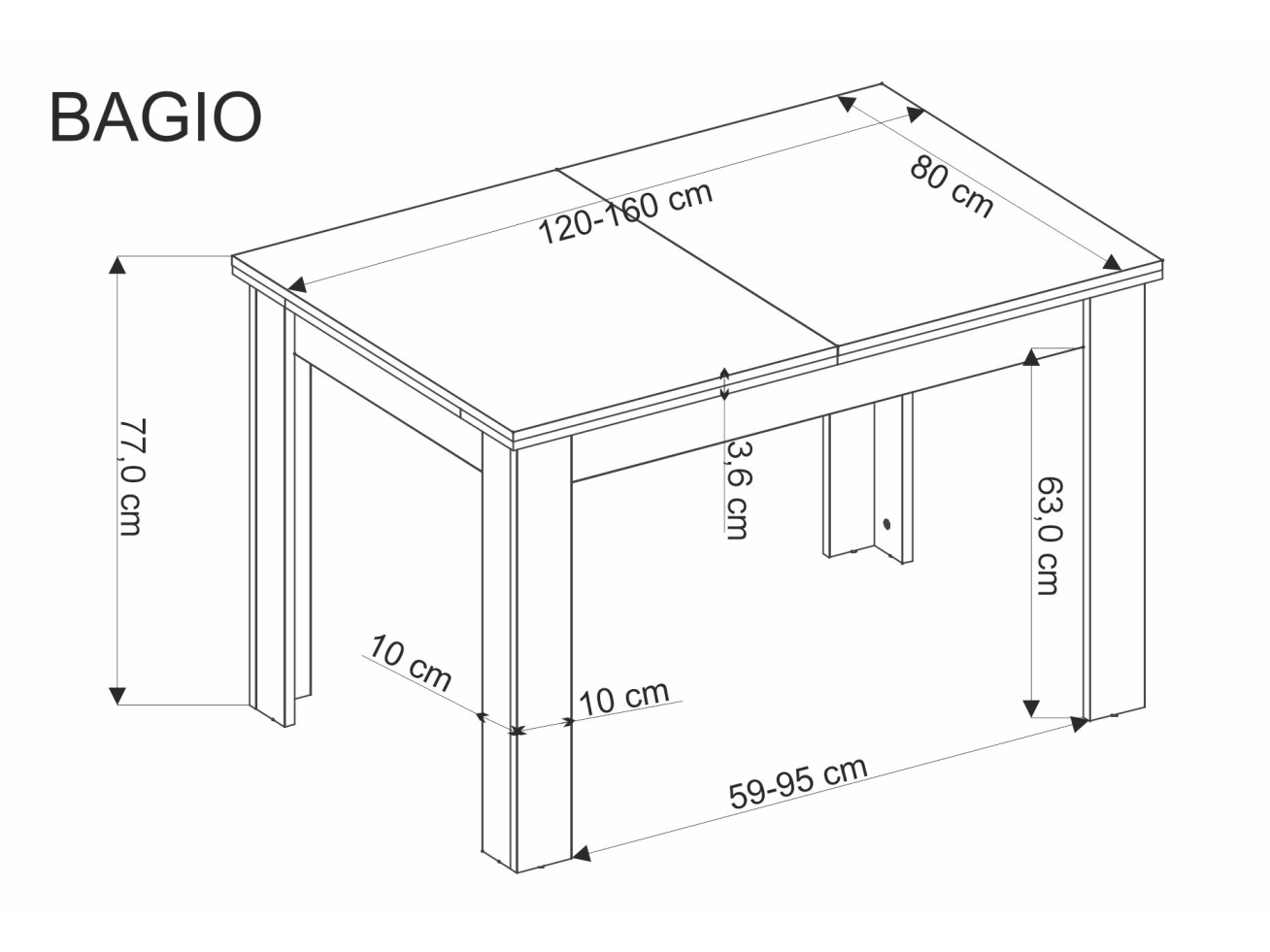 Išskleidžiamas stalas BAGIO 10 Išskleidžiamas stalas BAGIO 10