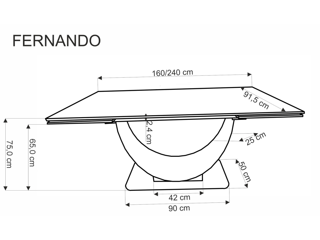 Išskleidžiamas stalas FERNANDO 16 Išskleidžiamas stalas FERNANDO 16