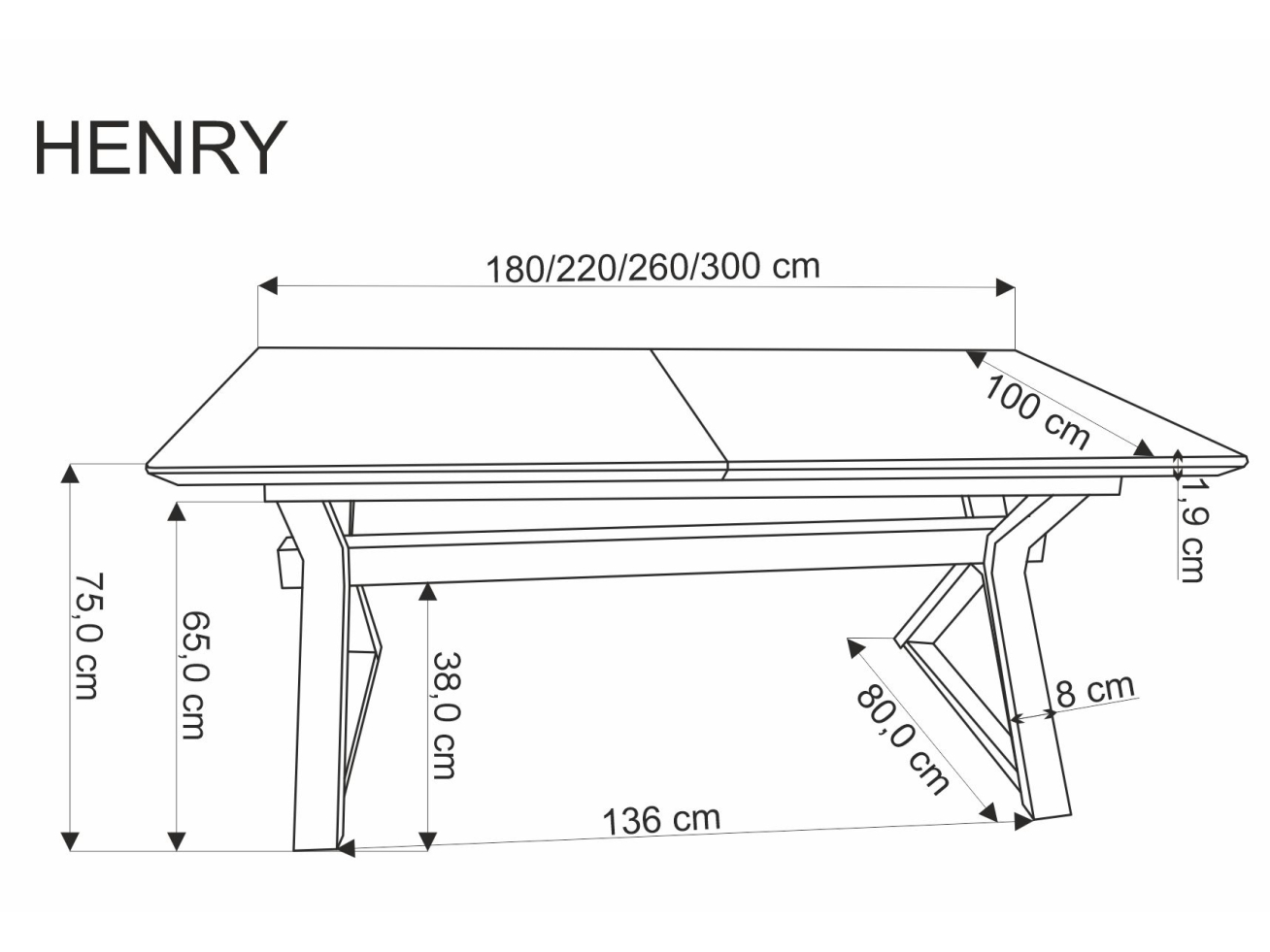 Išskleidžiamas stalas HENRY 18 Išskleidžiamas stalas HENRY 18