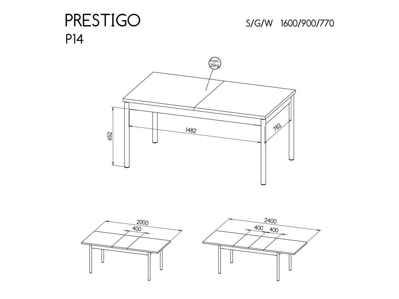 Išskleidžiamas stalas PRESTIGO P14 2