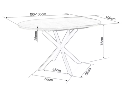 Išskleidžiamas apvalus stalas GASTON CERAMIC 100
