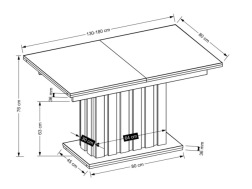 Išskleidžiamas stalas LAMELLO 130/180