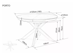 Išskleidžiamas apvalus stalas PORTO CERAMIC