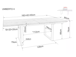 Išskleidžiamas stalas UMBERTO II 160