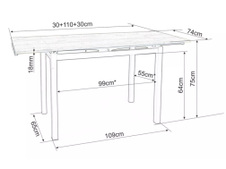 Išskleidžiamas stiklinis stalas GD-017