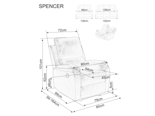 Išskleidžiamas fotelis SPENCER 1 VELVET
