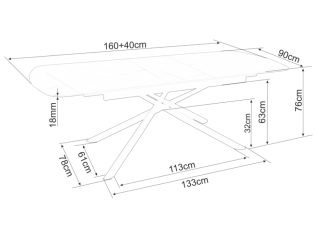Išskleidžiamas stalas VECTOR 160