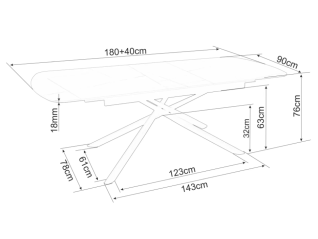 Išskleidžiamas stalas VECTOR 180