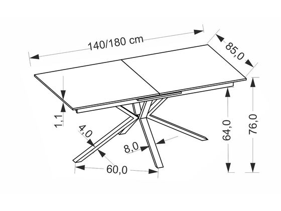 Išskleidžiamas stalas PLATAN 20 Išskleidžiamas stalas PLATAN 20