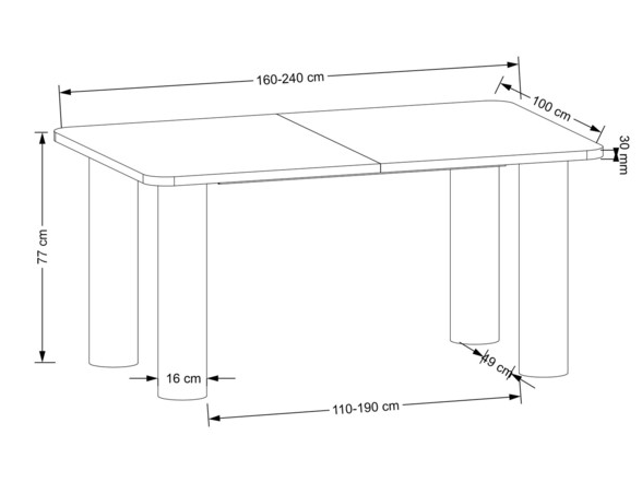 Išskleidžiamas stalas ELEFANTE P 16