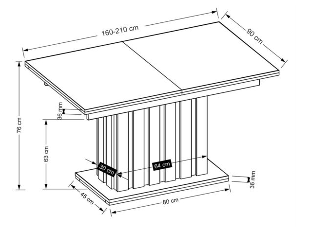 Išskleidžiamas stalas LAMELLO 160/210 9