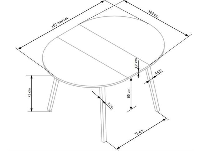 Išskleidžiamas apvalus stalas RUBEN 16