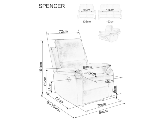 Išskleidžiamas fotelis SPENCER 1 RAVEN 4 Išskleidžiamas fotelis SPENCER 1 RAVEN 4