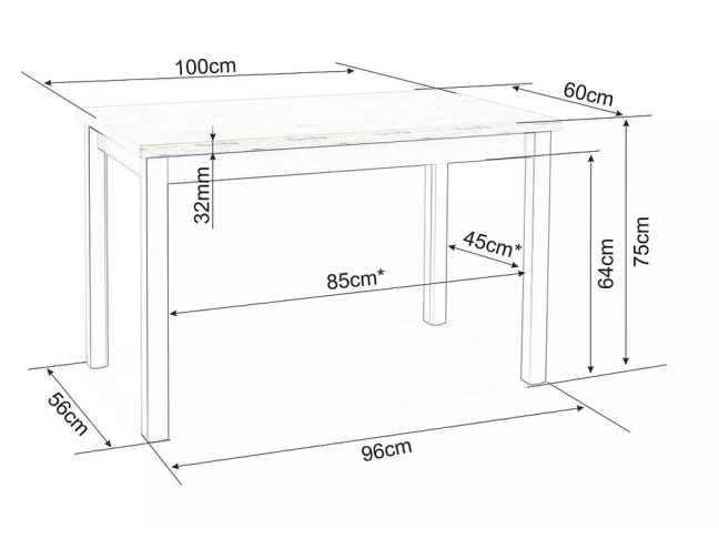 Išskleidžiamas stalas ADAM 100x60(140) 1 Išskleidžiamas stalas ADAM 100x60(140) 1