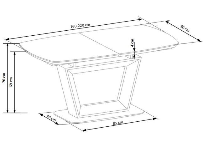 Išskleidžiamas stalas BLACKY 9