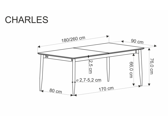 Išskleidžiamas stalas CHARLES 16 Išskleidžiamas stalas CHARLES 16