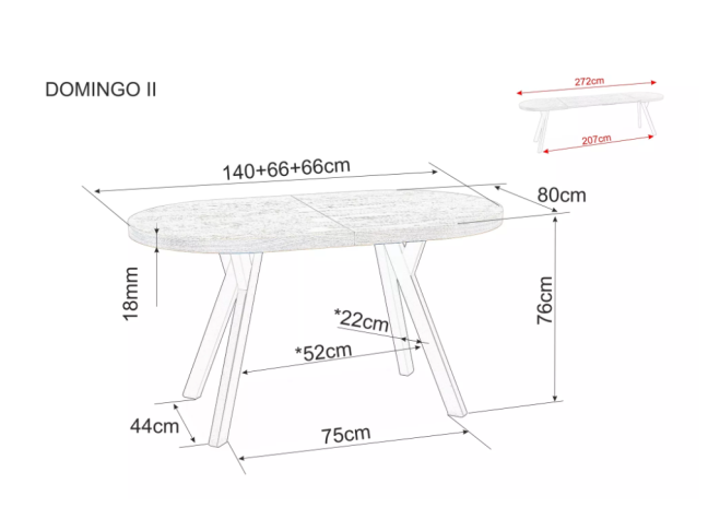 Išskleidžiamas ovalus stalas DOMINGO II 9 Išskleidžiamas ovalus stalas DOMINGO II 9