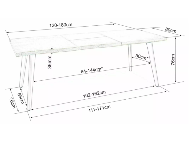 Išskleidžiamas stalas FRESNO 120 7 Išskleidžiamas stalas FRESNO 120 7