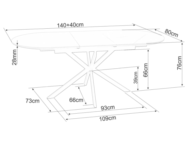 Išskleidžiamas ovalus stalas GASTON CERAMIC 140 5 Išskleidžiamas ovalus stalas GASTON CERAMIC 140 5