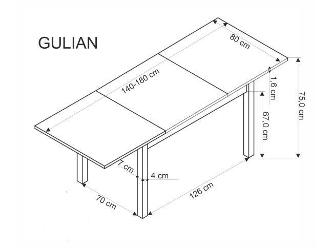 Išskleidžiamas stalas GULIAN 17