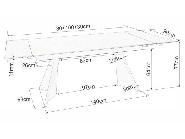 Išskleidžiamas stalas LACONI 160 10 Išskleidžiamas stalas LACONI 160 10