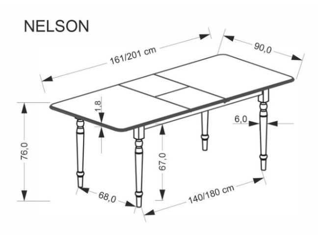 Išskleidžiamas stalas NELSON 15 Išskleidžiamas stalas NELSON 15