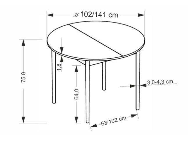 Išskleidžiamas apvalus stalas PIVOT 9