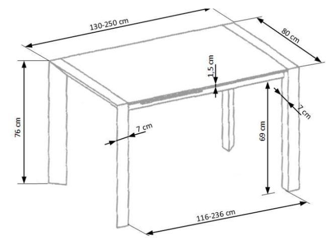 Išskleidžiamas stalas STANFORD XL 8 Išskleidžiamas stalas STANFORD XL 8