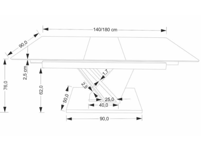 Išskleidžiamas stalas VOLANT 140 15 Išskleidžiamas stalas VOLANT 140 15