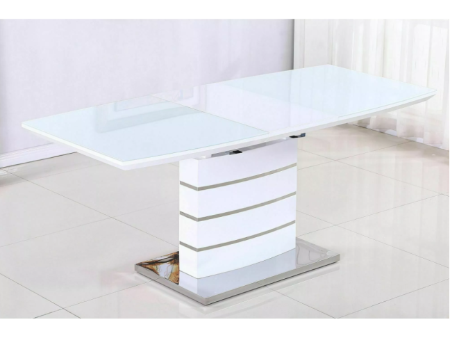 Išskleidžiamas stiklinis stalas LEONARDO 140 3 Išskleidžiamas stiklinis stalas LEONARDO 140 3
