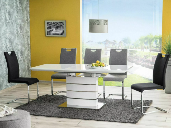 Išskleidžiamas stiklinis stalas LEONARDO 140 Išskleidžiamas stiklinis stalas LEONARDO 140