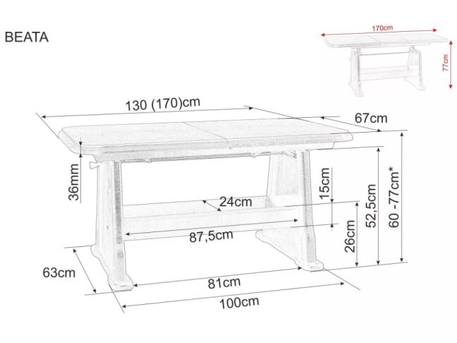 Išskleidžiamas žurnalinis staliukas BEATA 2