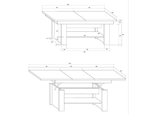 Išskleidžiamas žurnalinis staliukas MEXICO 2