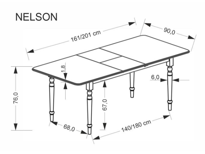 Išskleidžiamas stalas NELSON 15 Išskleidžiamas stalas NELSON 15