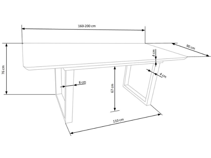 Išskleidžiamas stiklinis stalas MARLEY 14