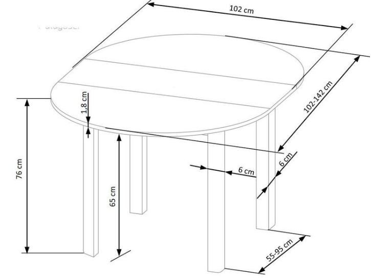 Išskleidžiamas apvalus stalas RINGO 16