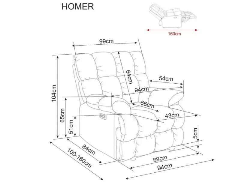 Išskleidžiamas fotelis HOMER RAVEN 7