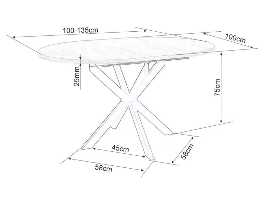 Išskleidžiamas apvalus stalas GASTON CERAMIC 100 5